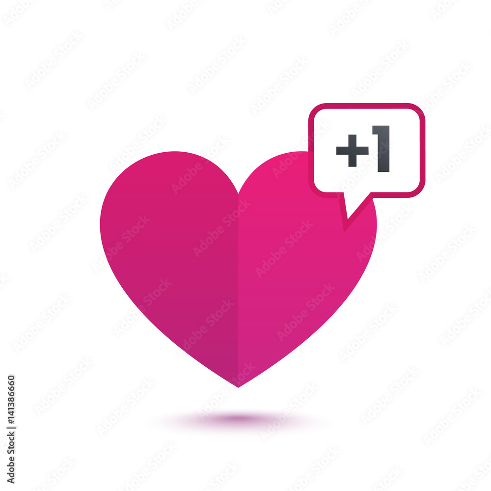 Poster heart like with notification, vector interface element on white