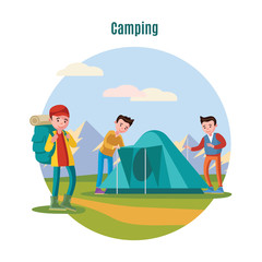 Fototapeta premium Colorful Camping And Backpacking Template