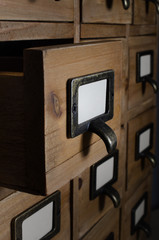 Open Drawer in Wooden Index Card Units