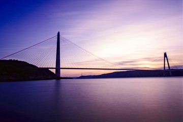 Fototapeta na wymiar long exposure shot on yavuz sultan selim bridge at sunset