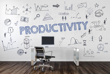 PRODUCTIVITY | Desk in an office with symbols