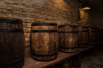 Fototapeta premium barrels in the wine cellar
