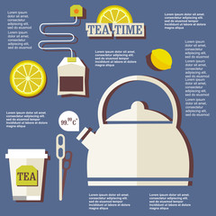 Tea-time infographic on flat design