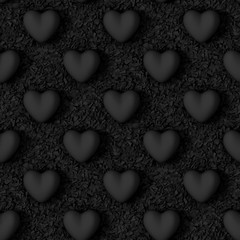 Obraz premium seamless black background made of hearts and tiny cube objects 