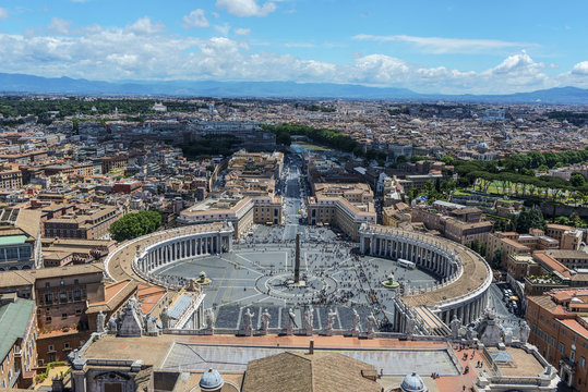 Aerial view of the city of Rome and the Vatican