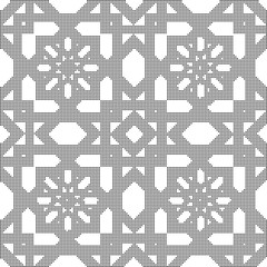 Halftone round black seamless background star cross square tracery
