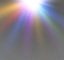 The rays of the rainbow.spotlight of different colors.bright effect with transparency.the lighting effects.vector illustration
