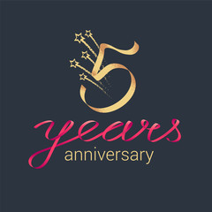 5 years anniversary vector icon, logo