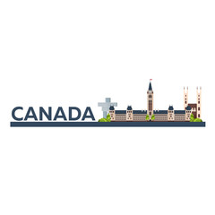 Obraz premium Travel to Canada. America. Vector flat illustration.
