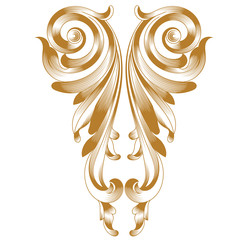 Golden vintage baroque ornament, corner. Retro pattern antique style acanthus. Decorative design element filigree calligraphy vector. - stock vector
