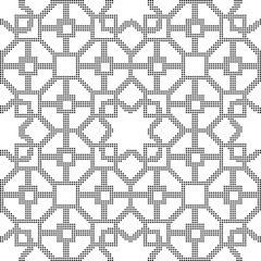Halftone round black seamless background polygon square star cross lattice