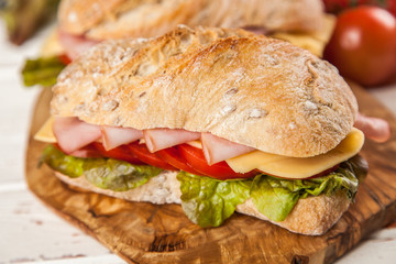 Delicious ciabatta sandwich