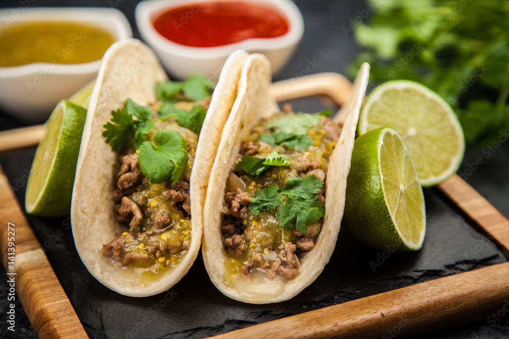 Wall mural mexican tacos with beef