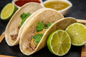 Mexican tacos with beef