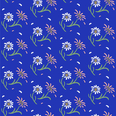 Hand drawn floral seamless pattern with daisies