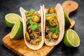 Mexican tacos with beef