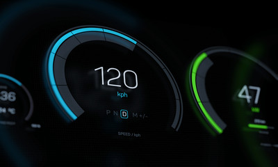 Modern electric dashboard 3D illustration (3D rendering)