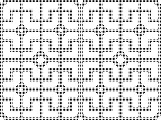 Halftone round black seamless background square check cross lattice