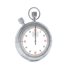 Realistic Classic Stopwatch Isolated on White. 3d rendering