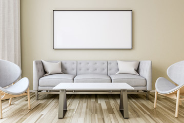 Blank picture frame on the wall in the living room