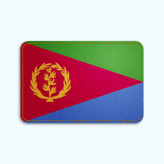 National flag of Eritrea with denim texture and orange seam. Realistic image of a tissue made in vector illustration.
