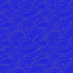 Abstract vector wave background of doodle hand drawn lines. Colorful floral pattern.