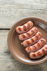 Portion of grilled sausages