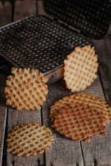 Homemade waffles (cookies) and waffle irons