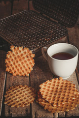 Homemade waffles (cookies) and waffle irons