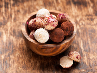 Assorted Raw vegan truffles candy gluten-free balls