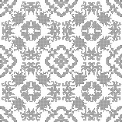 Fototapeta premium Halftone round black seamless background curve cross vine flower