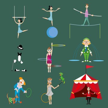 set of vector characters of circus performers. Illustration