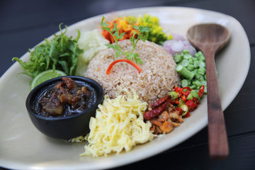 Local Thai food Rice Mixed with Shrimp paste