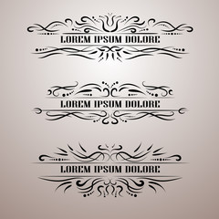 Vintage decor elements vector set. Wicker lines calligraphic elegant ornament. Restaurant Menu, Quotes, Greeting cards, Certificate and other.
