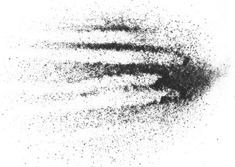 Black powder coal dust, isolated on white background
