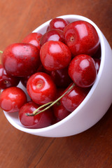 Close up of sweet fresh cherry berries