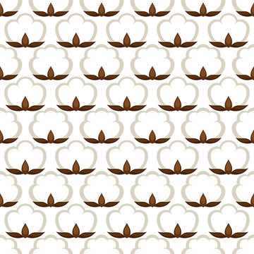 Seamless pattern with cotton bolls. Stylized illustration