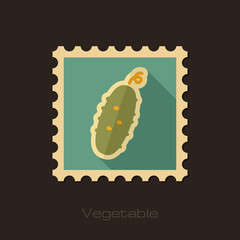 Cucumber flat stamp. Vegetable vector