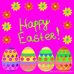 Background happy easter day with eggs. Vector illustration.