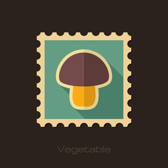 Mushroom flat stamp. Vegetable vector