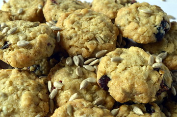 Homemade oatmeal cookies with cranberry and sunflower