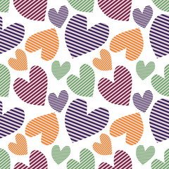Seamless vector pattern with hearts. Background with hand drawn ornamental symbols. Template for wrapping, decor, surface, cards, backgrounds, textile, print. Repeat ornament. Series of Love Patterns.