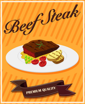 Beef steak on poster