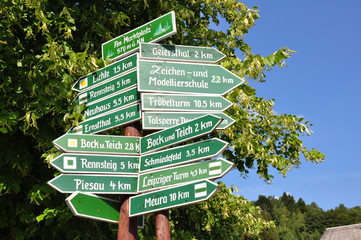 Wanderwegweiser bei Lichte / Thüringer Wald