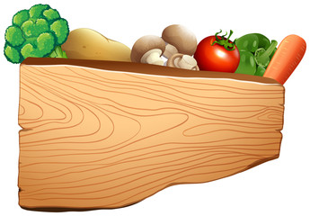 Wooden sign with mixed vegetables