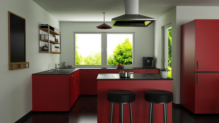 Moderne Küche in rot