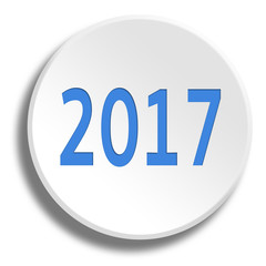 Blue 2017 in round white button with shadow