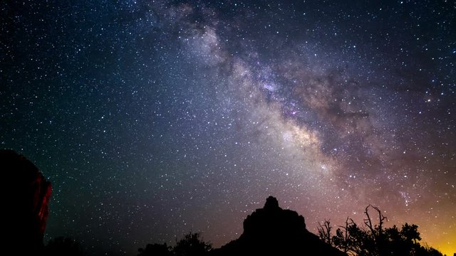 Sedona Milky Way Galaxy 07 Bell Rock Time Lapse Stars