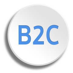 Blue B2C in round white button with shadow