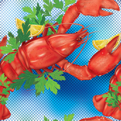Lobster on a blue background